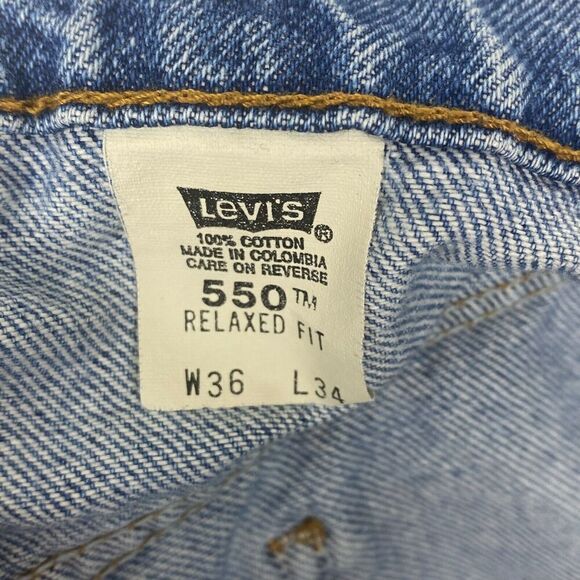 Vintage 90s Levis 550 Jeans Mens Size 36x34 Straight Leg Relaxed Fit Orange Tab - Picture 15 of 16